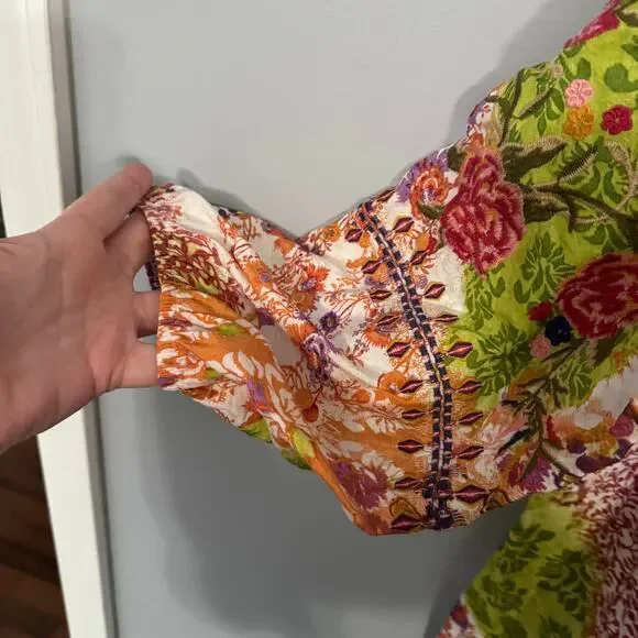 Savanna Jane Patchwork Multi Pattern Boho Top Women's Plus Size 3X Floral - Picture 3 of 6